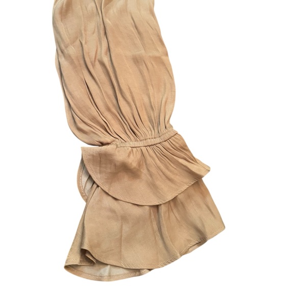 The Drop Tan Ruffled Blouse With Long Ruffled Sleeves - Picture 7 of 7